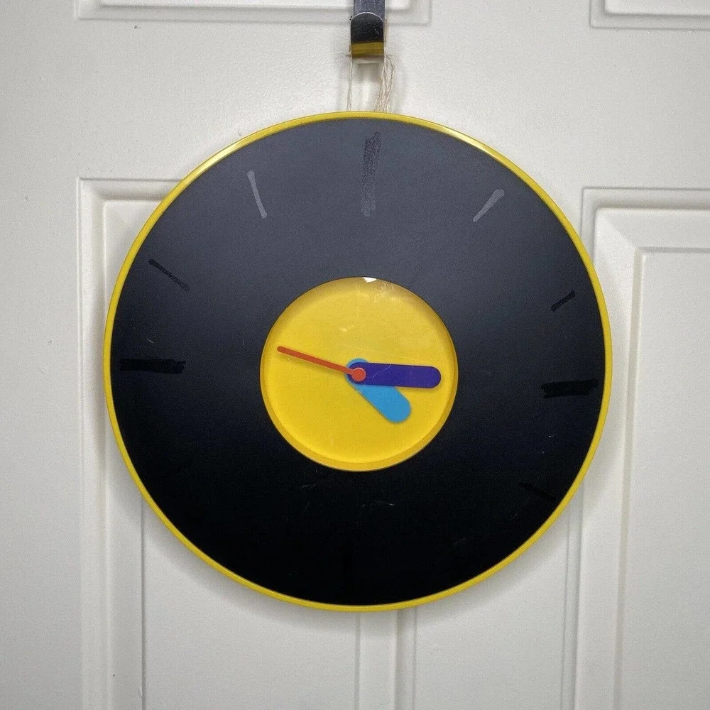 IKEA Pladdra Wall Clock - 90s Memphis Milano Style Yellow Clock - Working!